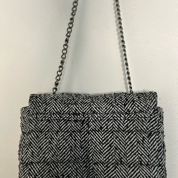 Zara Monochrome Tweed Chain Shoulder Bag - Picture 2 of 6